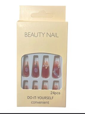New Pink Floral Press-On Nails - 24pc